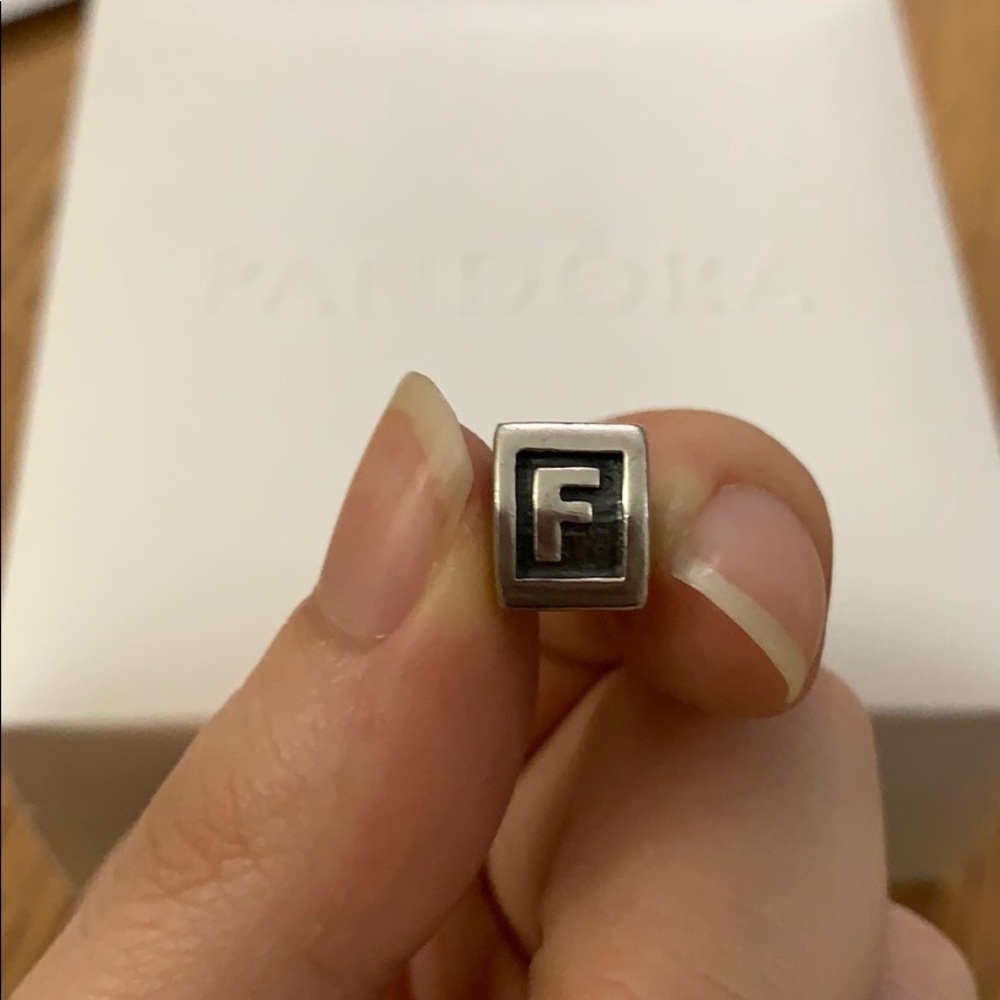 Pandora Retired F Letter Block Charm - image 1